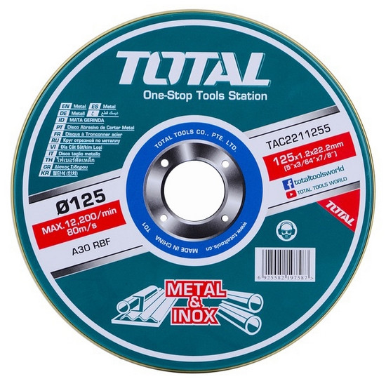 Круг отрезной 125x1,2x22,2 мм по металлу TOTAL TAC2211255 (10 шт) Круг отрезной 125x1,2x22,2 мм по металлу TOTAL TAC2211255 (10 шт)