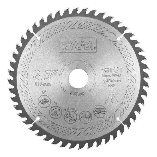 Диск пильный по дереву D 216x30 мм SB216T48A1 для торцовочной пилы RYOBI Диск пильный по дереву D 216x30 мм SB216T48A1 для торцовочной пилы RYOBI