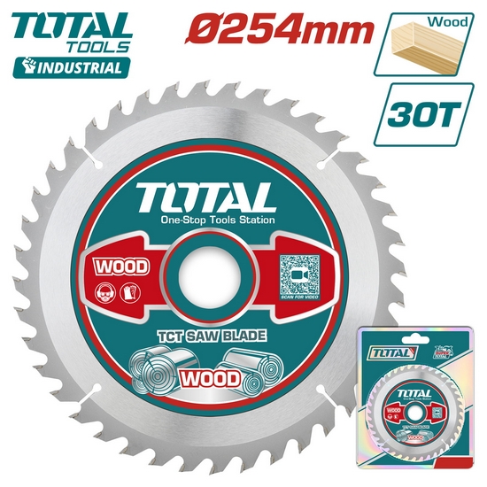 Диск пильный 254x30 мм 30 зубьев по дереву TOTAL TAC231720 Диск пильный 254x30 мм 30 зубьев по дереву TOTAL TAC231720