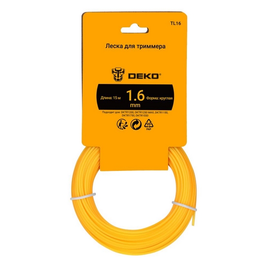 Леска для триммера (1,6 мм, 15 м; круглая) DEKO TL16
