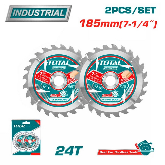Диск пильный 185x20 мм 24 зубьев TOTAL TAC2331853 (2шт) Диск пильный 185x20 мм 24 зубьев TOTAL TAC2331853 (2шт)
