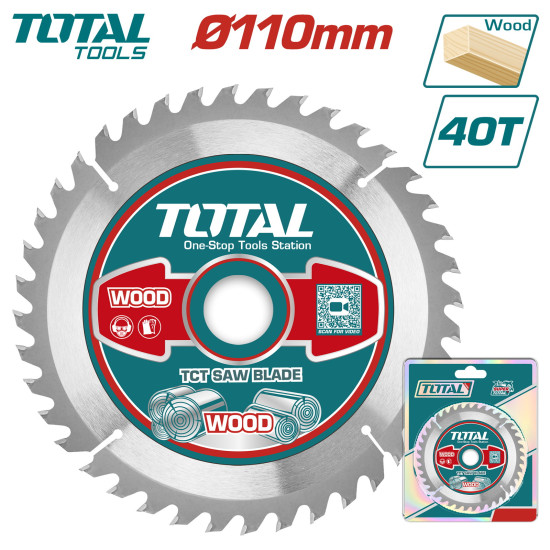 Диск пильный 110x20 мм 40 зубьев по дереву TOTAL TAC231115