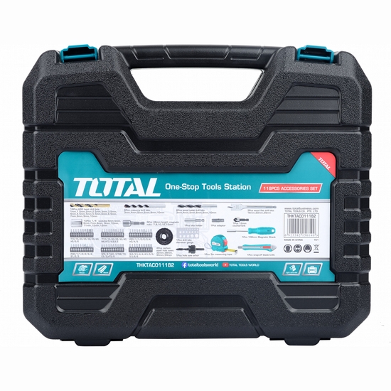 Набор оснастки и ручного инструмента TOTAL (118 предметов) THKTAC011182