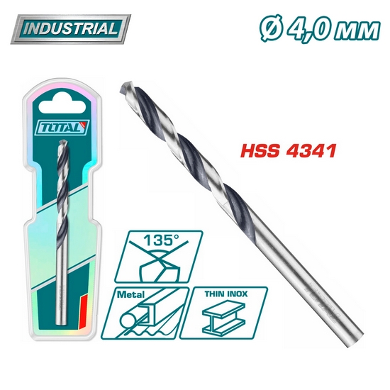 Сверло по металлу HSS 4 мм TOTAL TAC1200404