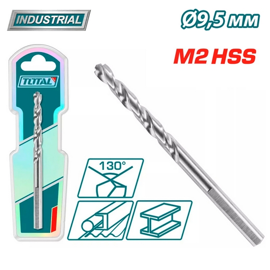 Сверло по металлу M2 HSS 9,5мм TOTAL TAC1200951