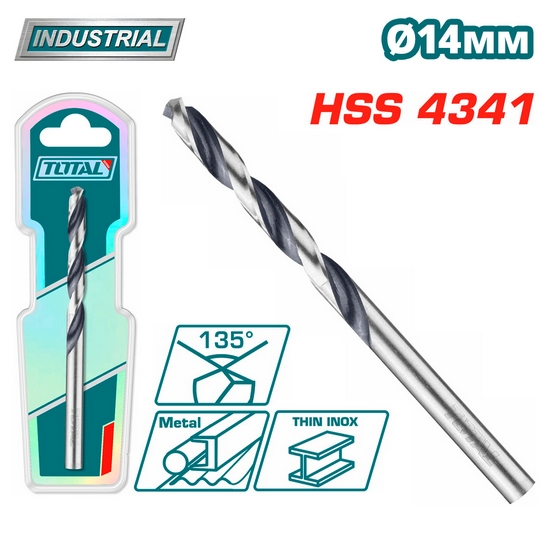 Сверло по металлу HSS 14 мм TOTAL TAC1201404