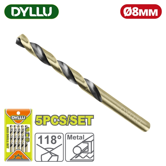 Сверло по металлу HSS 8 мм DYLLU DTTD89008 (5 шт) Сверло по металлу HSS 8 мм DYLLU DTTD89008 (5 шт)