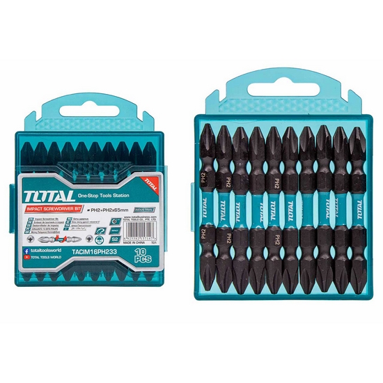 Бита ударная двухсторонняя PH2 + PH2 65 мм TOTAL TACIM16PH233 (10 шт)