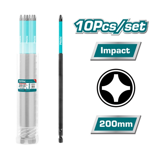 Бита ударная PH2 200 мм TOTAL TACIM16PH283 (10 шт) Бита ударная PH2 200 мм TOTAL TACIM16PH283 (10 шт)