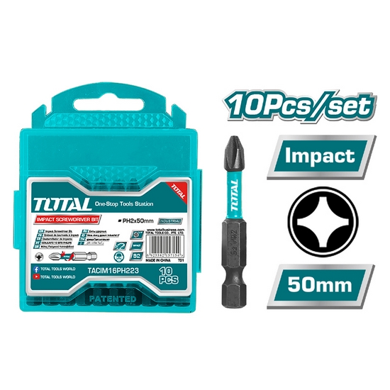 Бита ударная PH2 50 мм TOTAL TACIM16PH223 (10 шт) Бита ударная PH2 50 мм TOTAL TACIM16PH223 (10 шт)