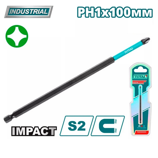 Бита ударная PH1 100 мм TOTAL TACIM71PH1100 Бита ударная PH1 100 мм TOTAL TACIM71PH1100