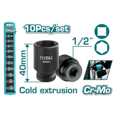 Набор ударных головок 1/2 " TOTAL THISTD12101 (10 предметов)