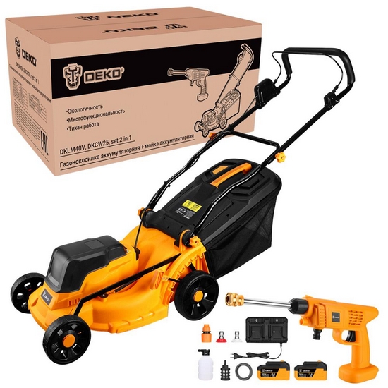 Набор садового аккумуляторного инструмента DEKO (DKLM40V, DKCW25) Набор садового аккумуляторного инструмента DEKO (DKLM40V, DKCW25)