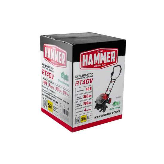 Культиватор аккумуляторный Hammer RT40V (без батареи) Культиватор аккумуляторный Hammer RT40V (без батареи)