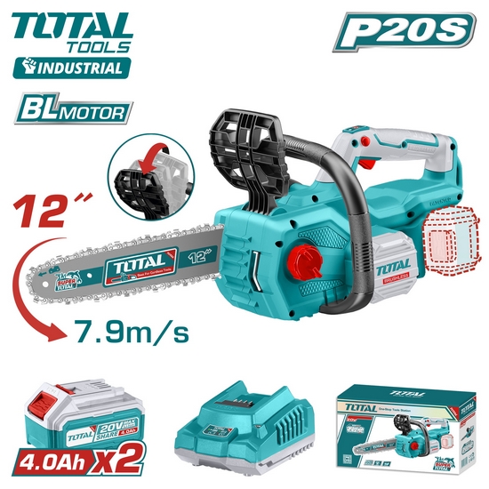 Аккумуляторная цепная пила 20В 300мм TOTAL TGSLI201286 Аккумуляторная цепная пила 20В 300мм TOTAL TGSLI201286