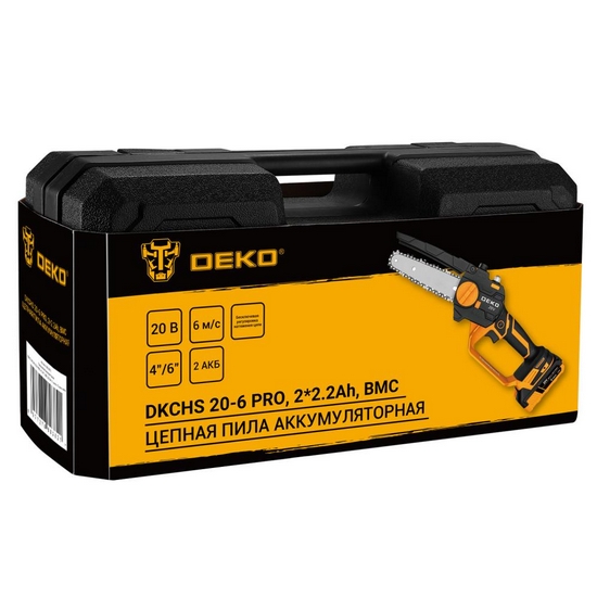 Пила цепная аккумуляторная DEKO DKCHS 20-6 PRO (кейс) Пила цепная аккумуляторная DEKO DKCHS 20-6 PRO (кейс)