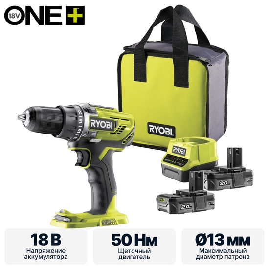 ONE + / Дрель-шуруповерт RYOBI R18DD3-220S