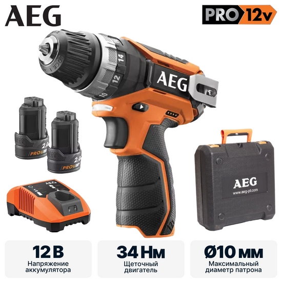Дрель-шуруповерт аккумуляторная AEG BS12C2LI-202C Дрель-шуруповерт аккумуляторная AEG BS12C2LI-202C