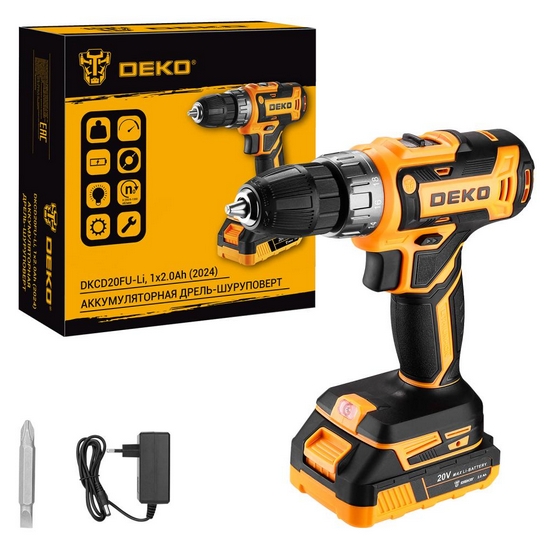 Дрель-шуруповерт аккумуляторная DEKO DKCD20FU-Li 063-4149 Дрель-шуруповерт аккумуляторная DEKO DKCD20FU-Li 063-4149