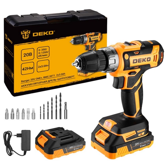 Дрель-шуруповерт аккумуляторная DEKO Banger 20V ONE + 083-1109 Дрель-шуруповерт аккумуляторная DEKO Banger 20V ONE + 083-1109