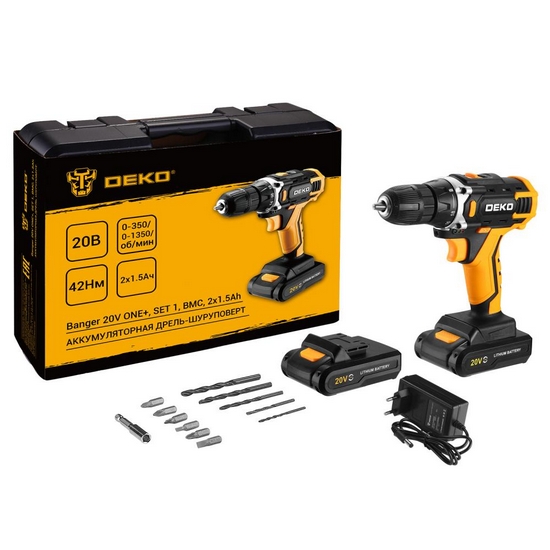 Дрель-шуруповерт аккумуляторная DEKO Banger 20V ONE + 083-1110 Дрель-шуруповерт аккумуляторная DEKO Banger 20V ONE + 083-1110