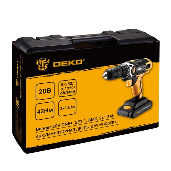 Дрель-шуруповерт аккумуляторная DEKO Banger 20V ONE + 083-1110 Дрель-шуруповерт аккумуляторная DEKO Banger 20V ONE + 083-1110