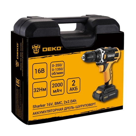 Дрель-шуруповерт аккумуляторная DEKO Sharker 16V 083-1108 Дрель-шуруповерт аккумуляторная DEKO Sharker 16V 083-1108