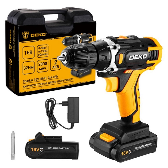 Дрель-шуруповерт аккумуляторная DEKO Sharker 16V 083-1108 Дрель-шуруповерт аккумуляторная DEKO Sharker 16V 083-1108