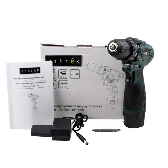 Дрель-шуруповерт аккумуляторная Zitrek Green 12V Plus 085-1013 Дрель-шуруповерт аккумуляторная Zitrek Green 12V Plus 085-1013