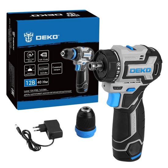 Дрель-шуруповерт аккумуляторная DEKO Loner 12V PRO 085-1121 Дрель-шуруповерт аккумуляторная DEKO Loner 12V PRO 085-1121