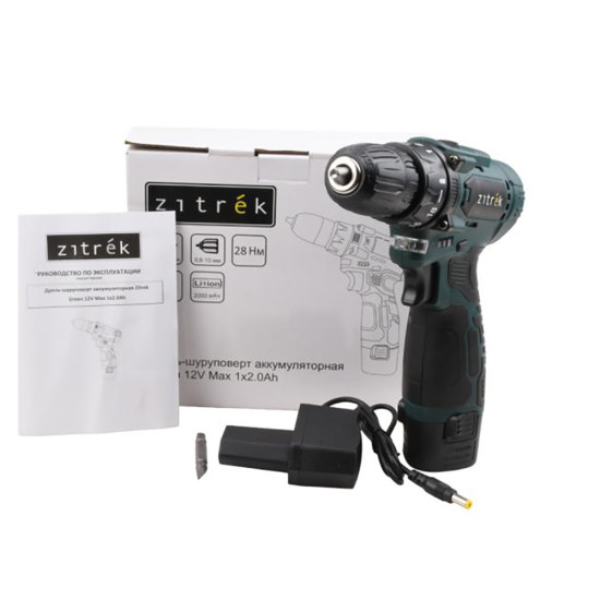Дрель-шуруповерт аккумуляторная ZITREK Green 12V Max 085-1015 Дрель-шуруповерт аккумуляторная ZITREK Green 12V Max 085-1015