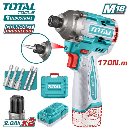 Аккумуляторный ударный шуруповерт 16В 170Нм TOTAL TIRLI16178 Аккумуляторный ударный шуруповерт 16В 170Нм TOTAL TIRLI16178