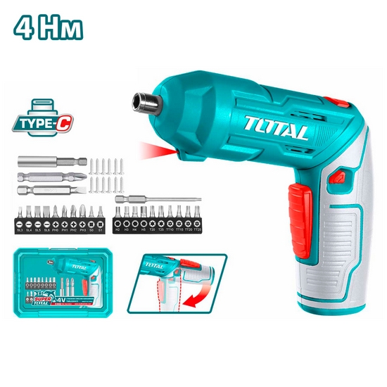 Отвертка аккумуляторная TOTAL TSDLI04425 Отвертка аккумуляторная TOTAL TSDLI04425