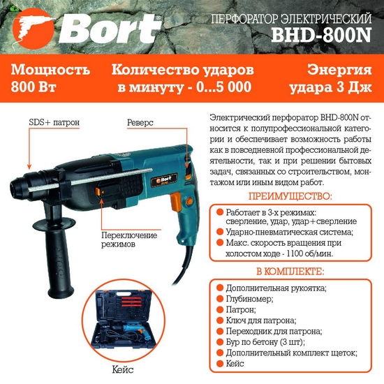 Перфоратор Bort BHD-800N Перфоратор Bort BHD-800N