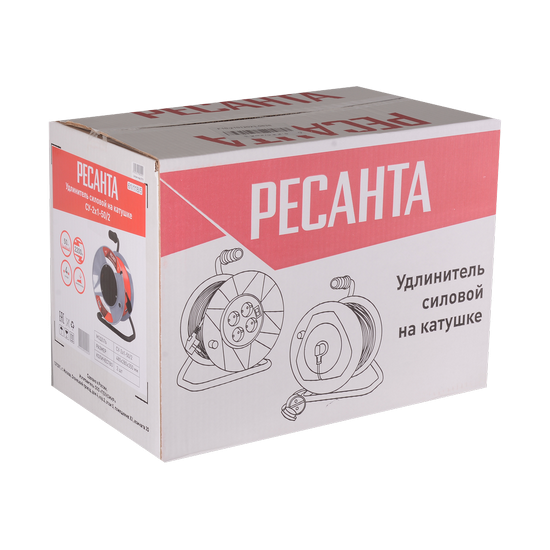Удлинитель силовой на катушке Ресанта СУ-2х1-50/2