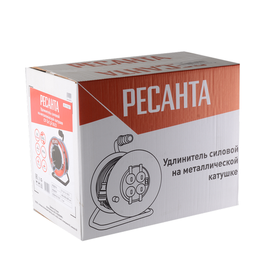 Удлинитель силовой на металлической катушке Ресанта, СУ-3х1,5-30/3 Удлинитель силовой на металлической катушке Ресанта, СУ-3х1,5-30/3