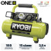 Компрессор безмасляный коаксиальный аккумуляторный RYOBI R18AC-0 (без батареи) система ONE +