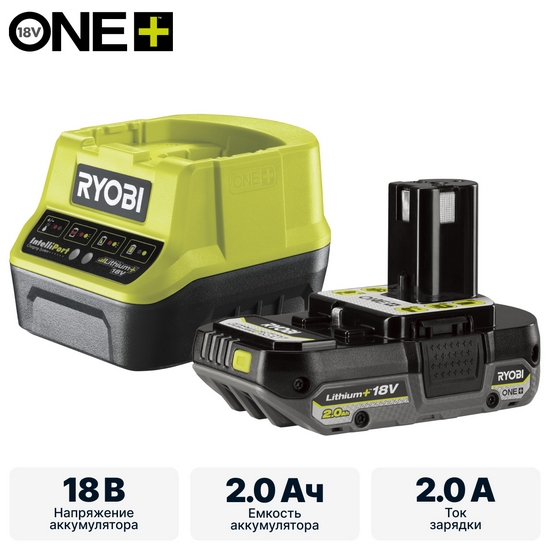 ONE + / Аккумулятор с зарядным устройством RYOBI RC18120-120C ONE + / Аккумулятор с зарядным устройством RYOBI RC18120-120C