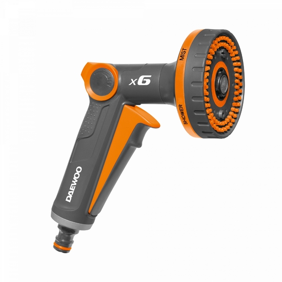 Пистолет-распылитель 1/2 " - 5/8" с плавной регулировкой напора 6 типов струй DAEWOO DWG 3030 Пистолет-распылитель 1/2 " - 5/8" с плавной регулировкой напора 6 типов струй DAEWOO DWG 3030