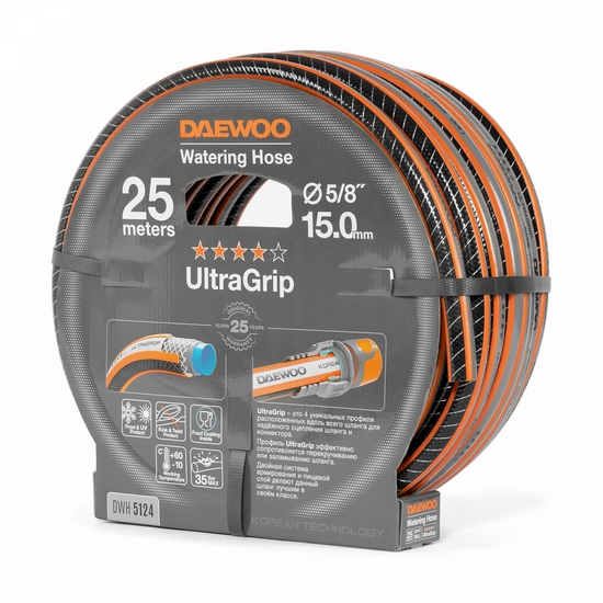 Шланг поливочный 5/8 " (15мм) DAEWOO UltraGrip 25 метров Шланг поливочный 5/8 " (15мм) DAEWOO UltraGrip 25 метров