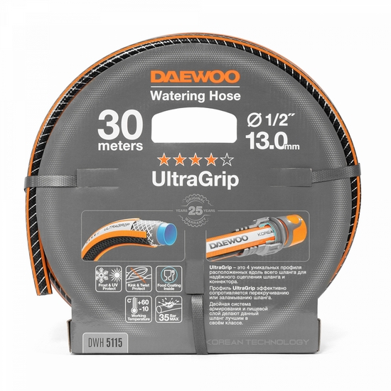 Шланг UltraGrip диаметр 1/2 " (13мм), длина 30м DAEWOO DWH 5115 Шланг UltraGrip диаметр 1/2 " (13мм), длина 30м DAEWOO DWH 5115