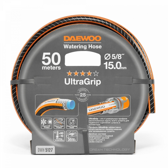 Шланг UltraGrip диаметр 5/8 " (15мм), длина 50м DAEWOO DWH 5127 Шланг UltraGrip диаметр 5/8 " (15мм), длина 50м DAEWOO DWH 5127