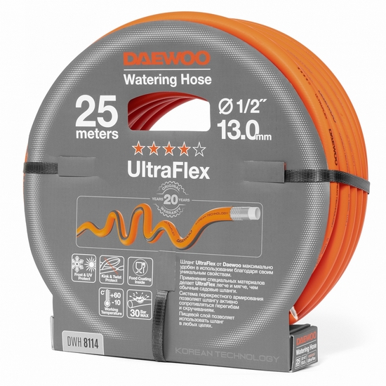 Шланг UltraFlex диаметр 1/2 " (13мм), длина 25м DAEWOO DWH 8114 Шланг UltraFlex диаметр 1/2 " (13мм), длина 25м DAEWOO DWH 8114