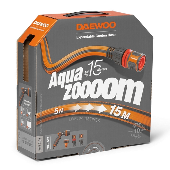 Шланг растягивающийся Aquazoom 15м с набором для полива DAEWOO DWH 6102