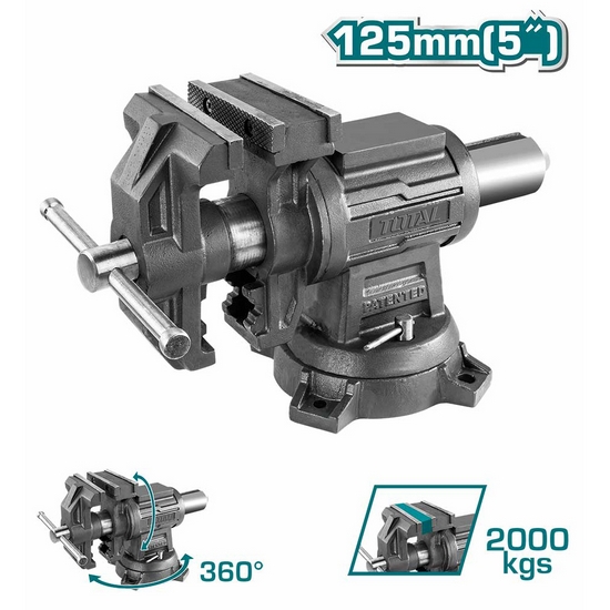 Тиски слесарные с наковальней 125 мм 5 " TOTAL THTMF6156