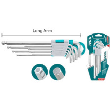 Набор ключей шестигранных со сферической головкой 1,5-10 мм длинных TOTAL THT106291 (9 шт)