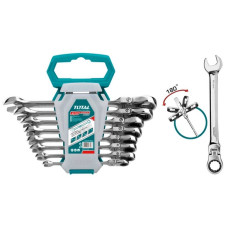 Набор гаечных ключей с трещоткой и шарниром TOTAL THT102RK586 (8 шт)