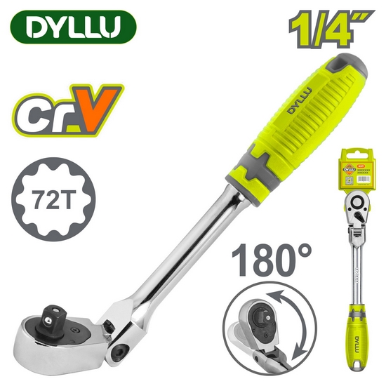 Ключ-трещотка с шарниром 1/4 "DYLLU DTRW4214 Ключ-трещотка с шарниром 1/4 "DYLLU DTRW4214
