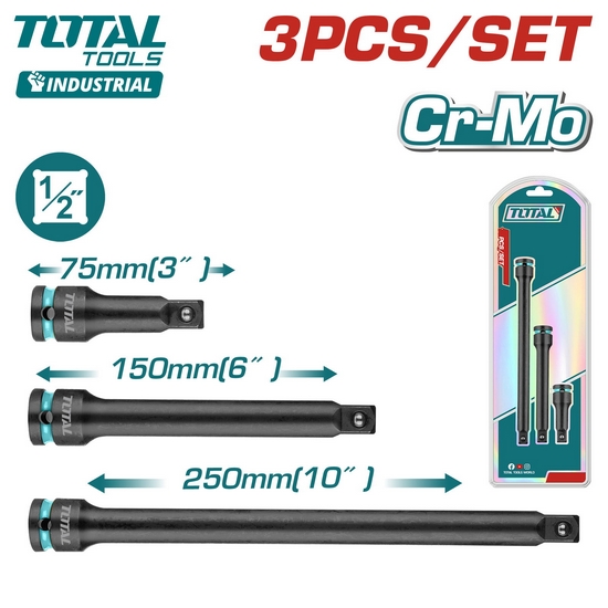 Набор из ударных удлинителей 1/2 "DR., 3 шт. TOTAL THISEB12031 Набор из ударных удлинителей 1/2 "DR., 3 шт. TOTAL THISEB12031
