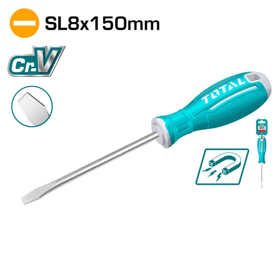 Отвертка шлицевая SL8 150мм TOTAL TSDRSSL8150 Отвертка шлицевая SL8 150мм TOTAL TSDRSSL8150